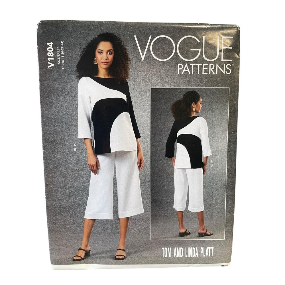 Vogue V1804 Misses Tunic Pants Sewing Pattern Size 16-24 Modern Style